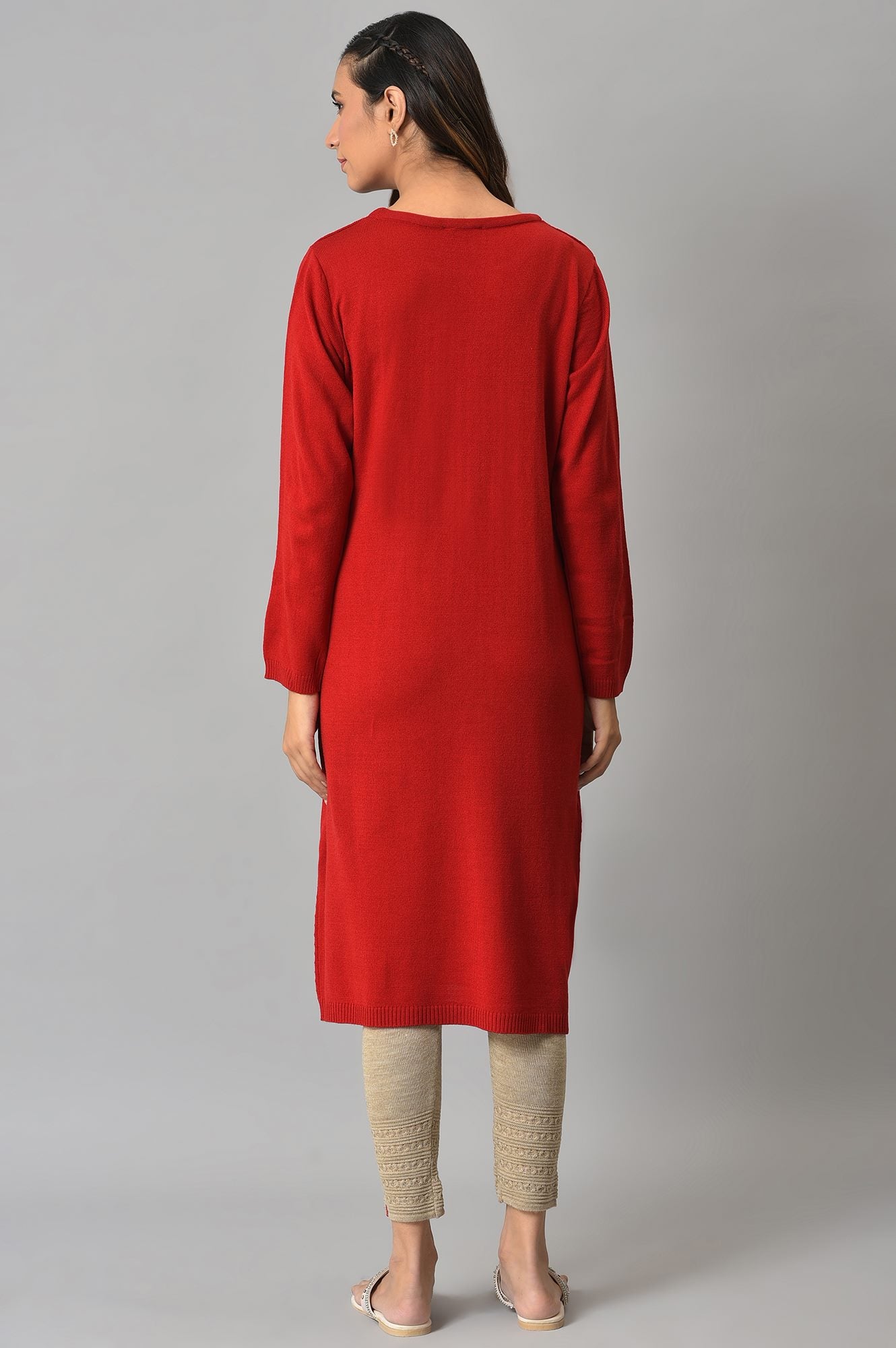 Red Knitted Winter Dress