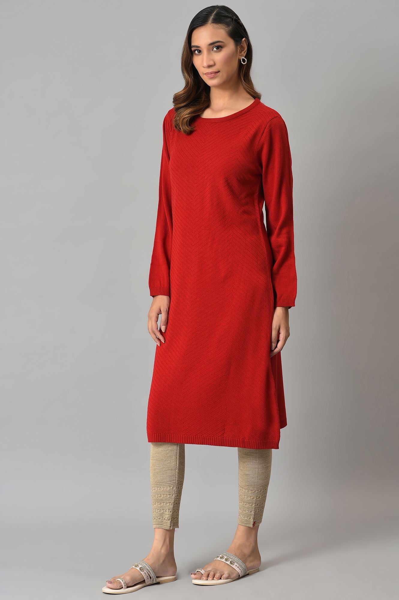 Red Knitted Winter Dress