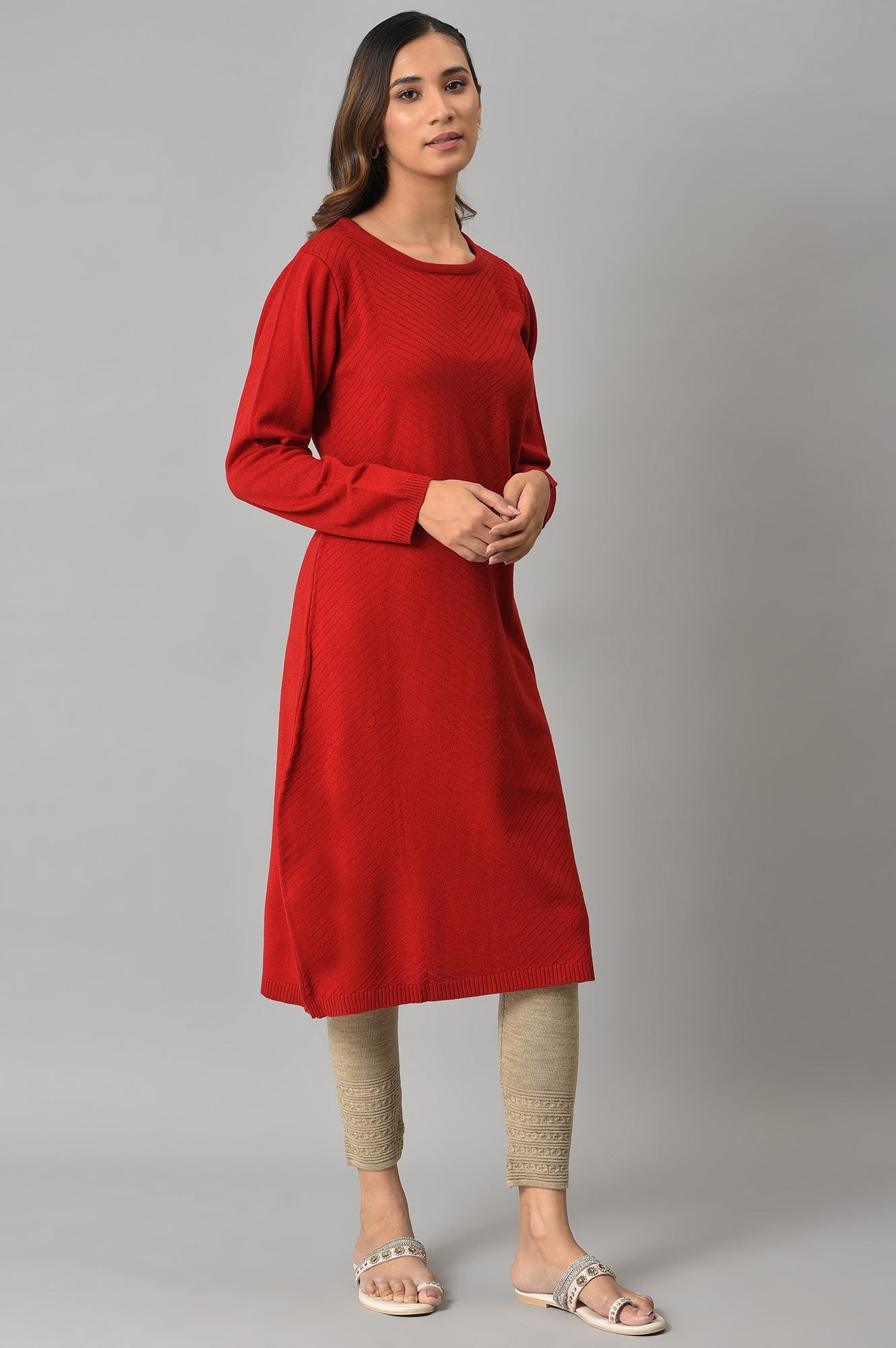 Red Knitted Winter Dress