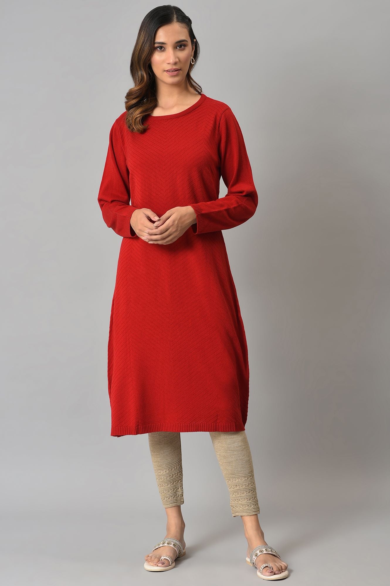 Red Knitted Winter Dress