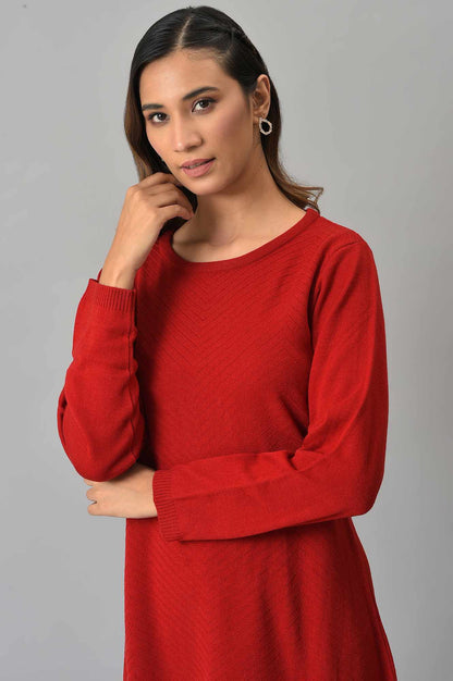 Red Knitted Winter Dress