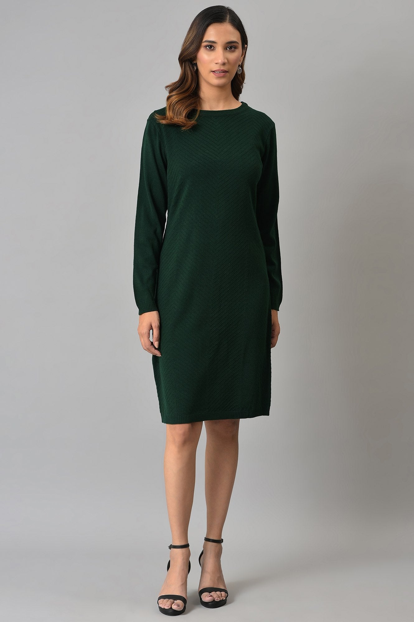 Green Knitted Winter Dress