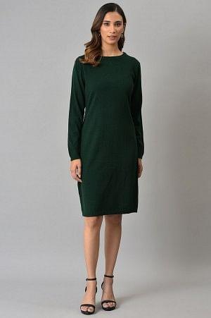 Green Knitted Winter Dress - wforwoman