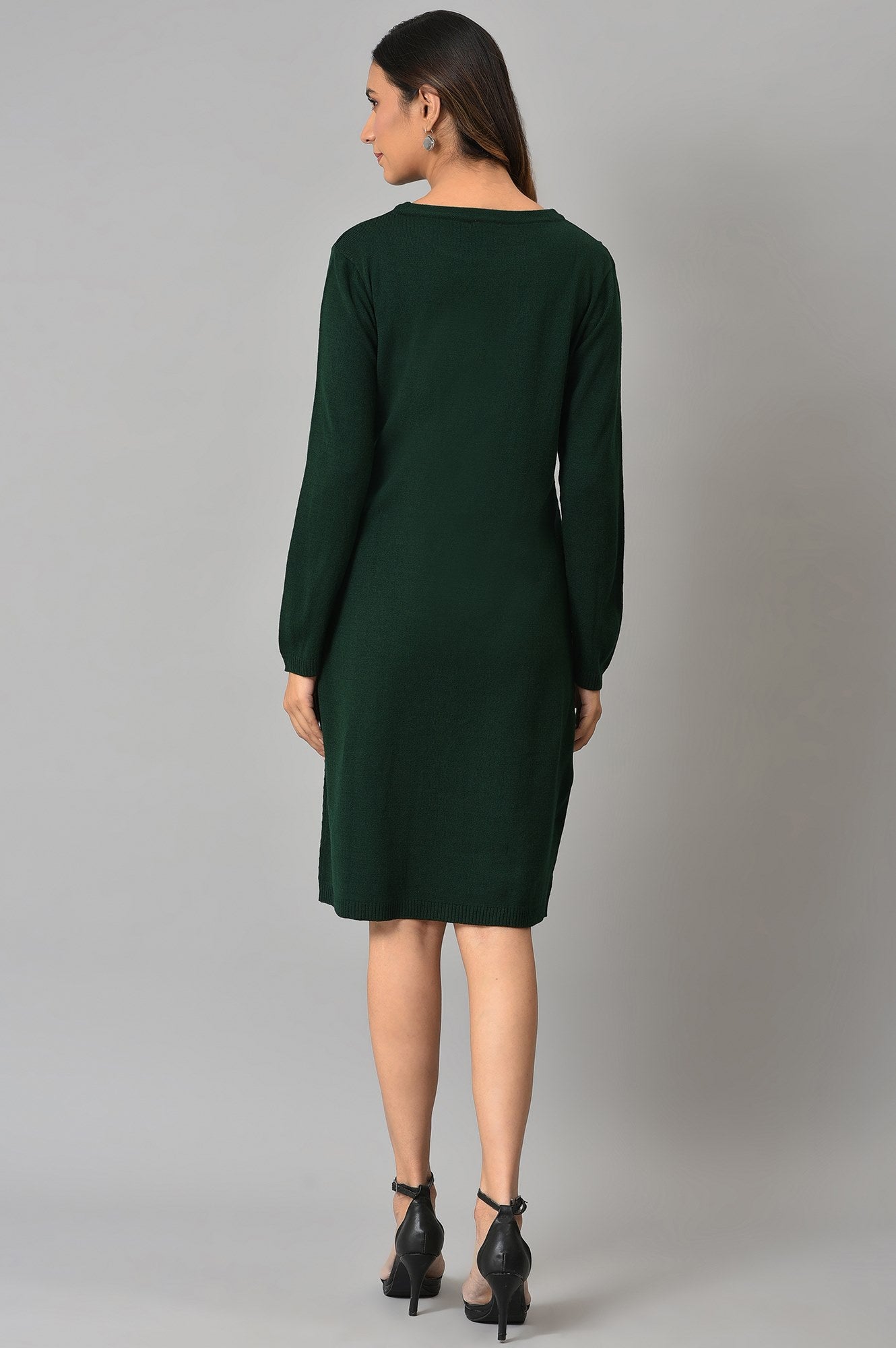 Green Knitted Winter Dress