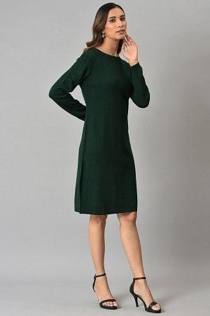 Green Knitted Winter Dress - wforwoman