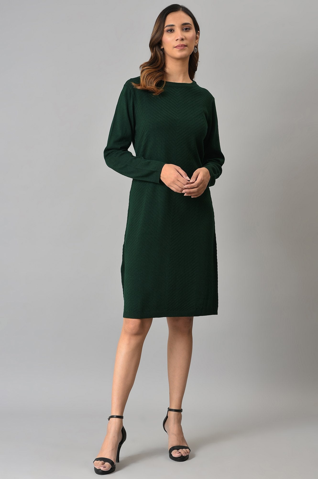 Green Knitted Winter Dress