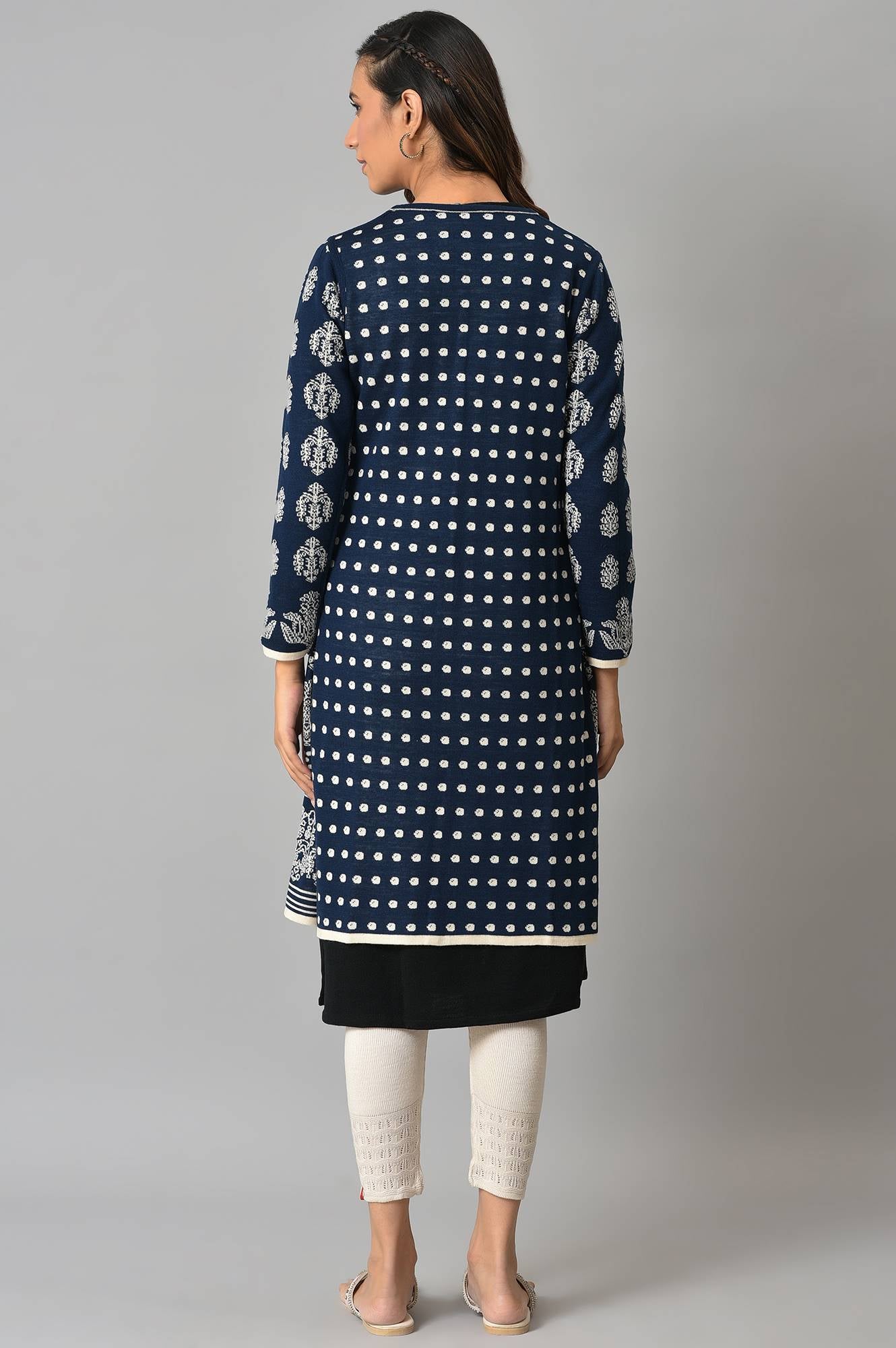 Buy Ecru Floral Printed Reversible Cardigan 4799 W for woman