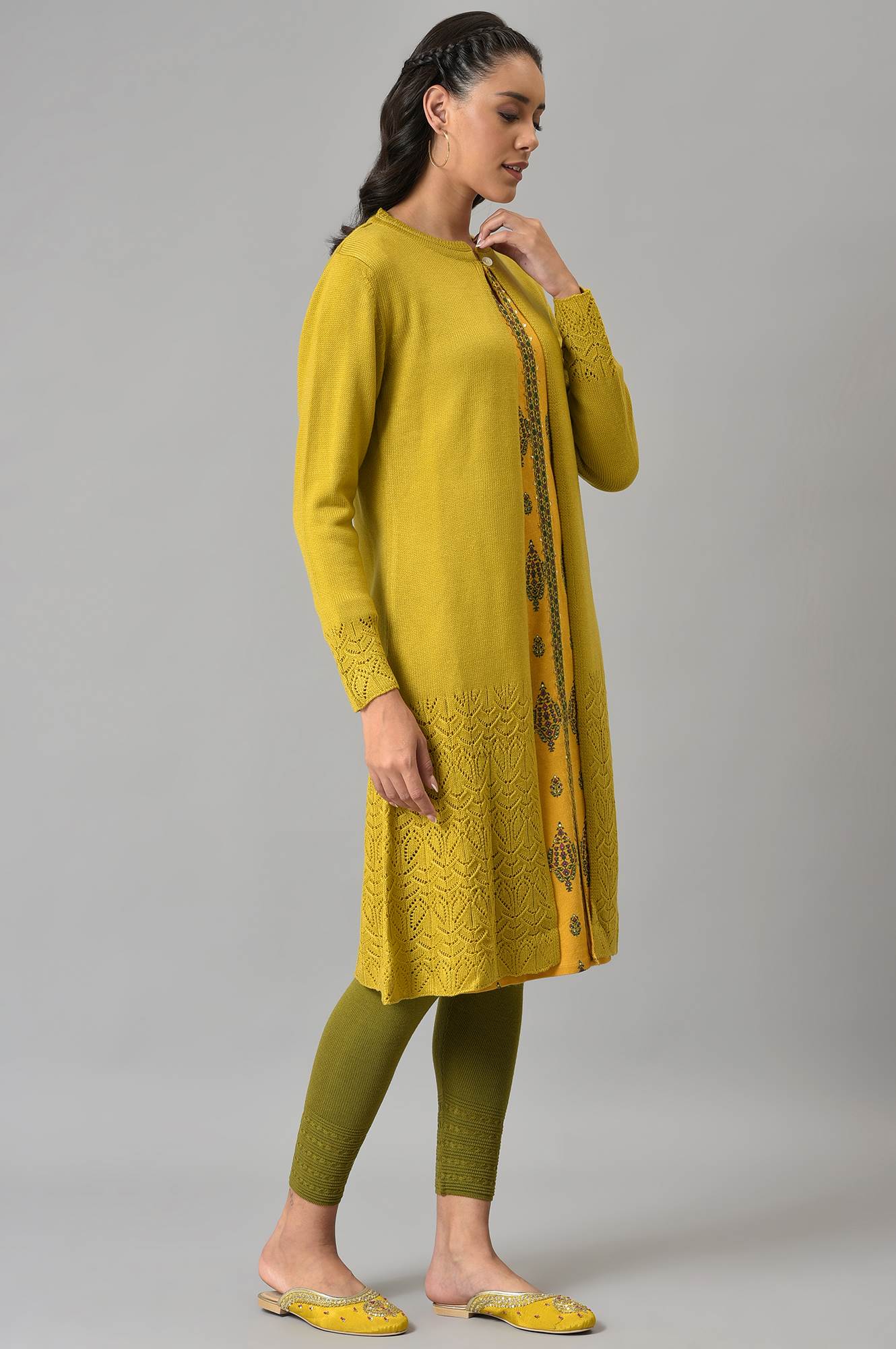 Green Sulphur Front Open Cardigan