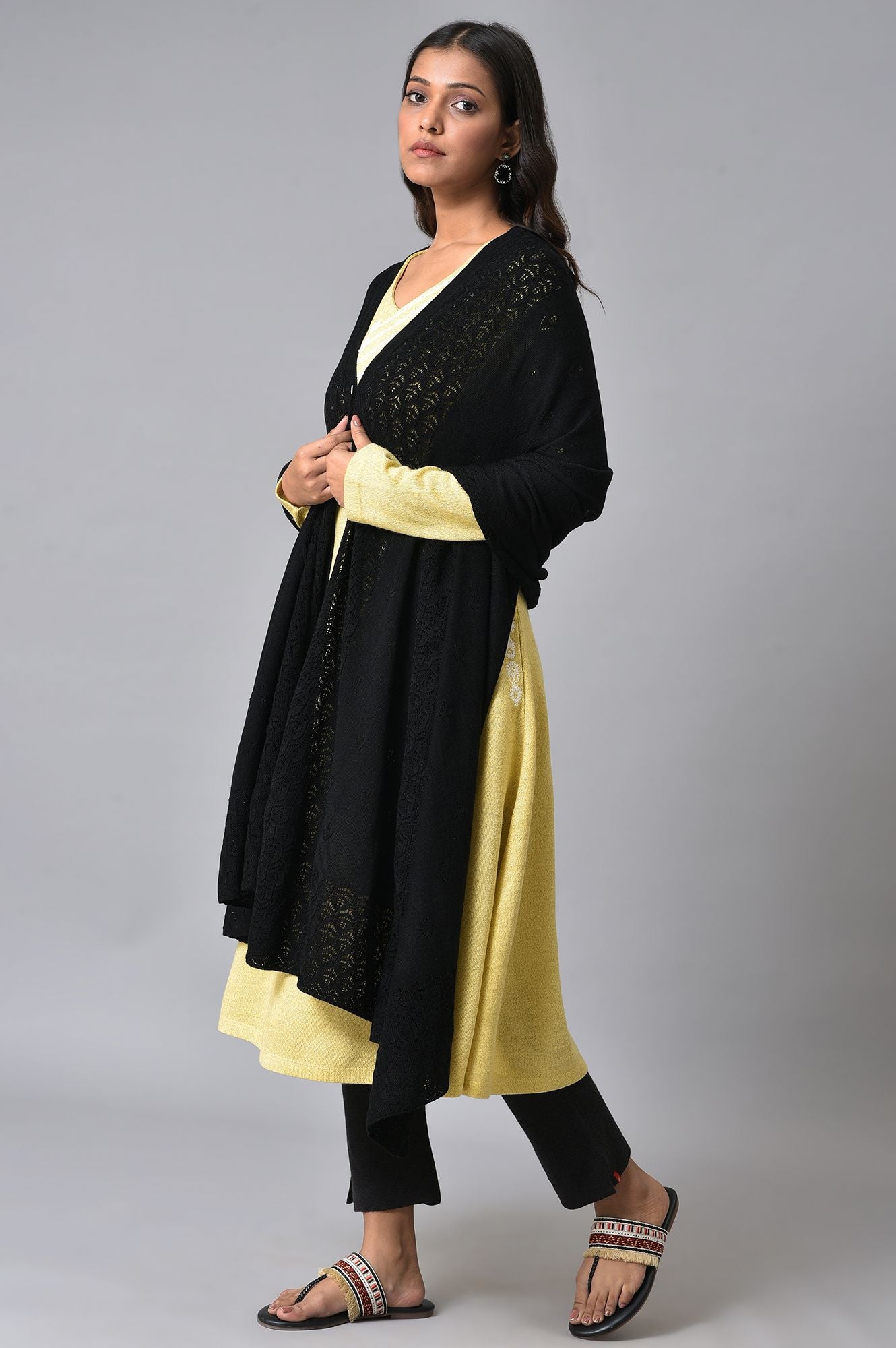 Black Front Open Winter Shrug