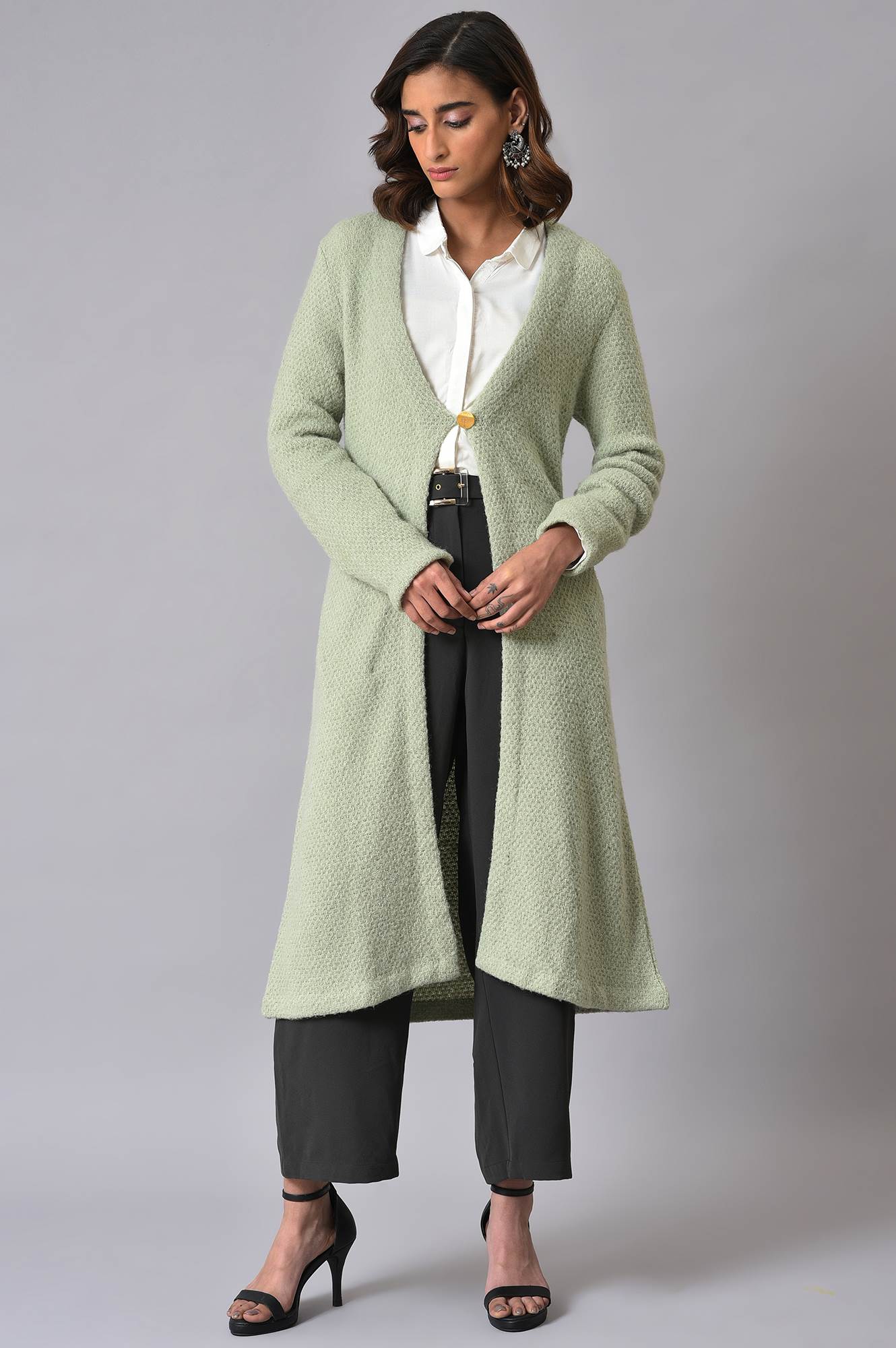 Green Winter Women Cardigan