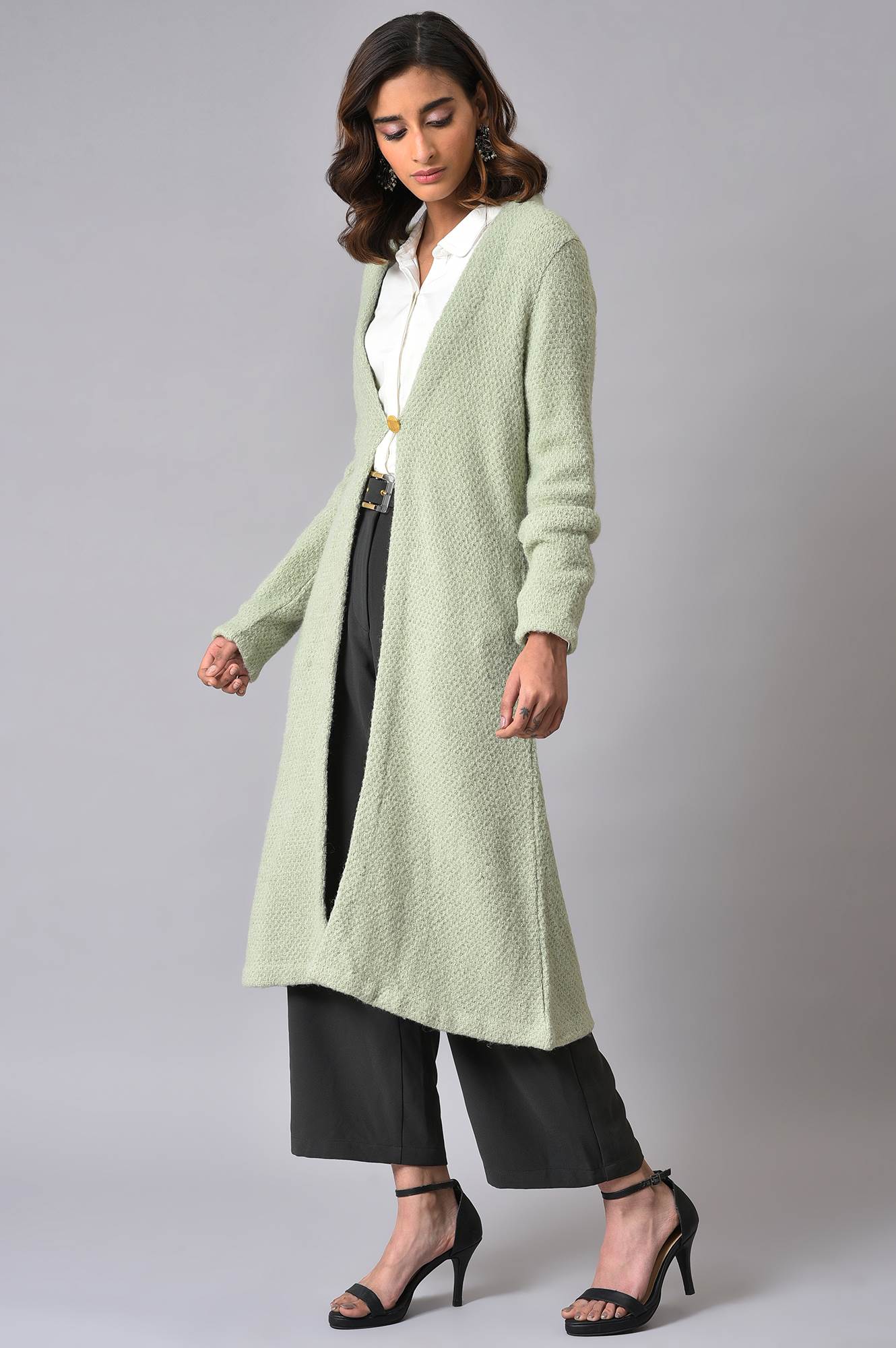 Green Winter Women Cardigan