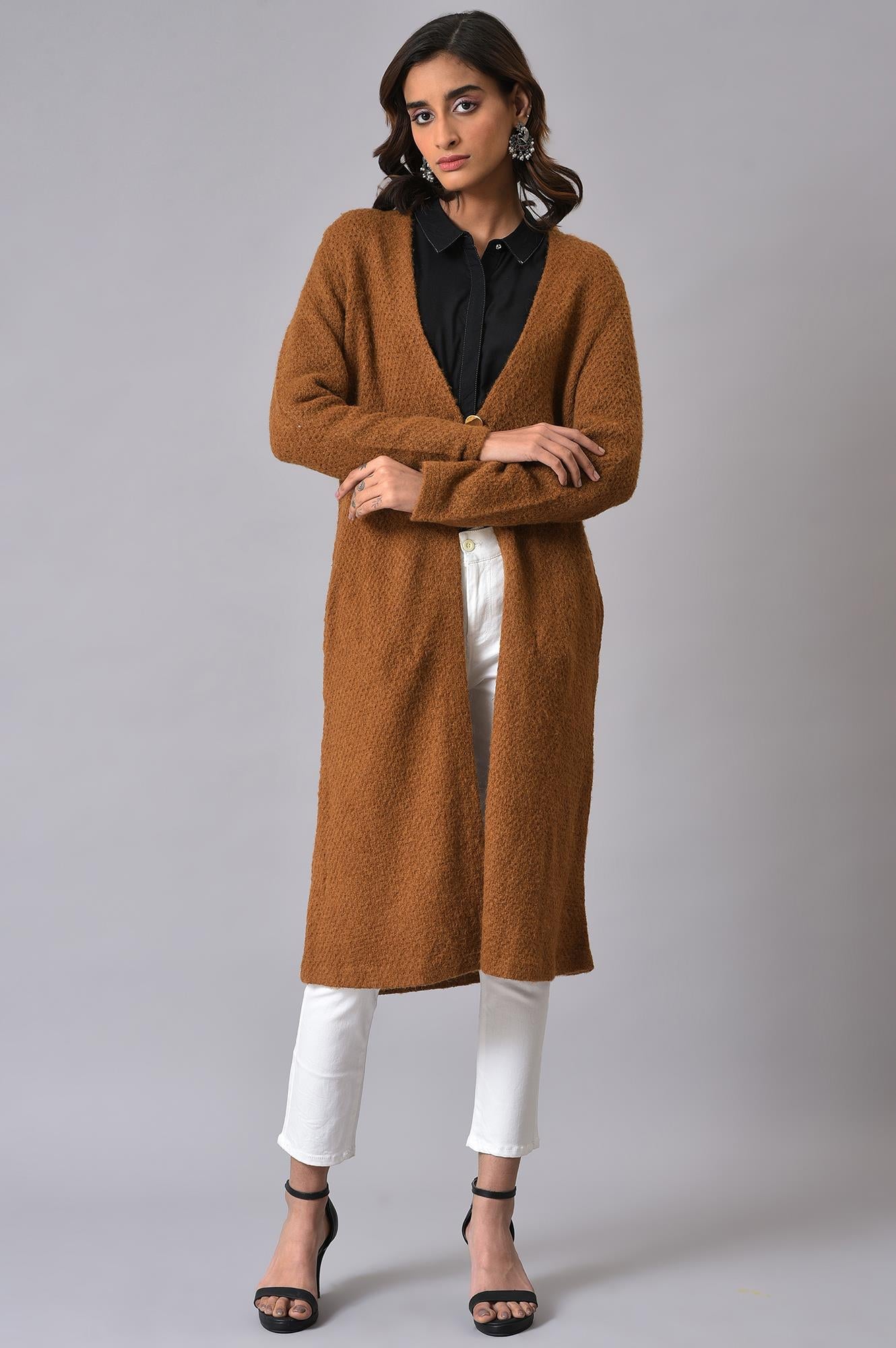 Brown Winter Women Cardigan