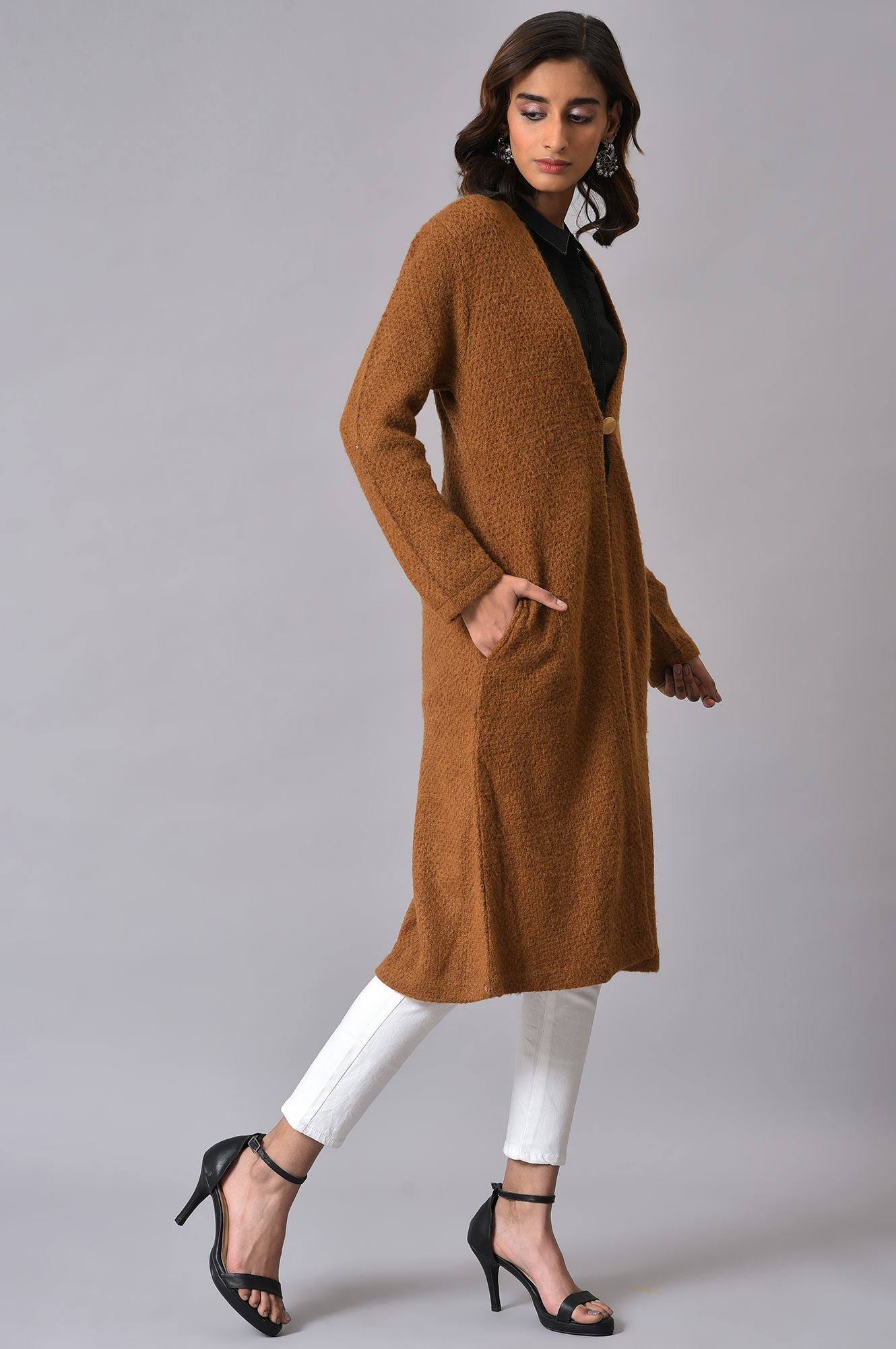 Brown Winter Women Cardigan