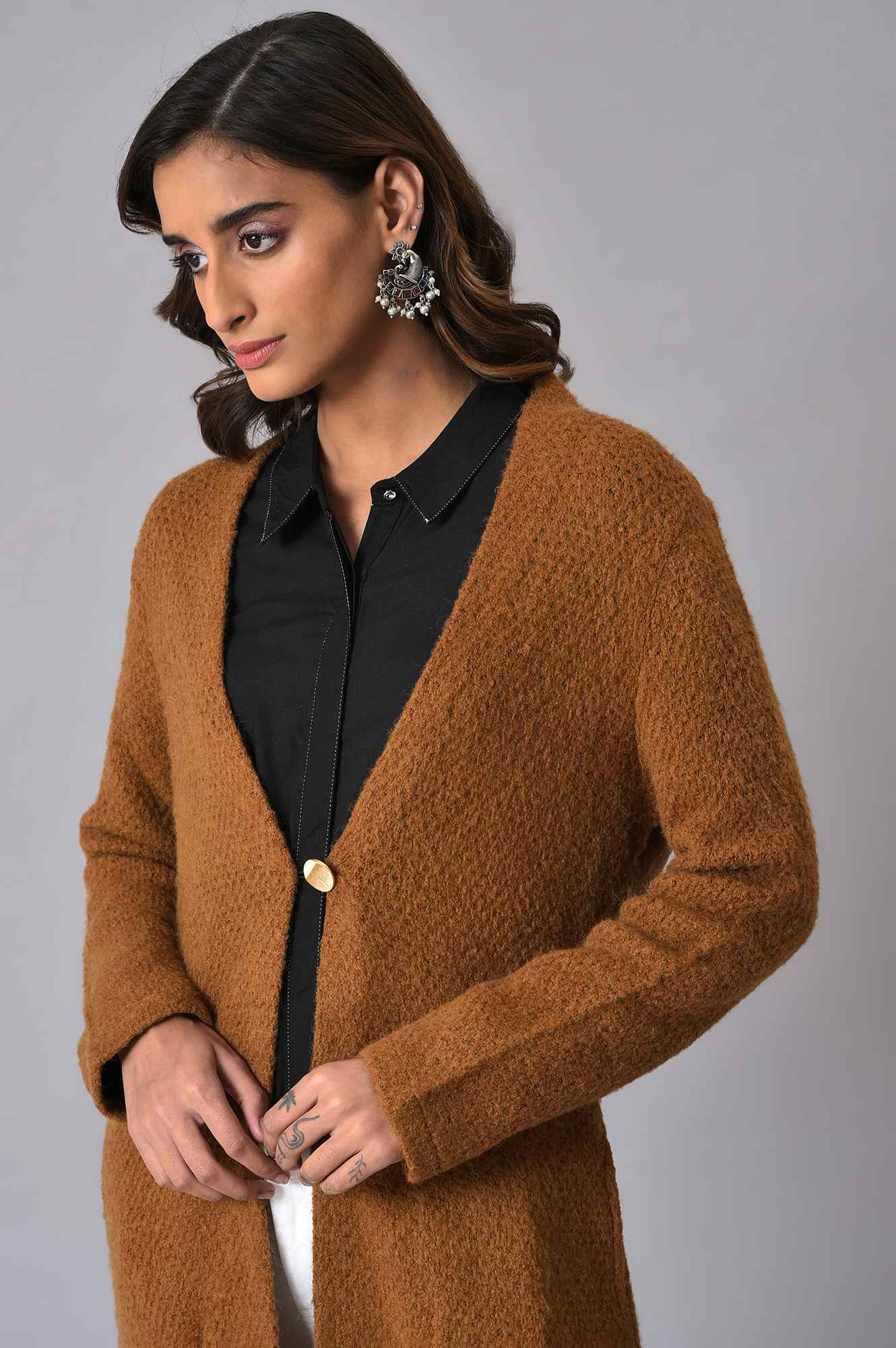 Brown Winter Women Cardigan