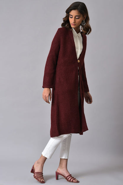 Maroon Winter Women Cardigan