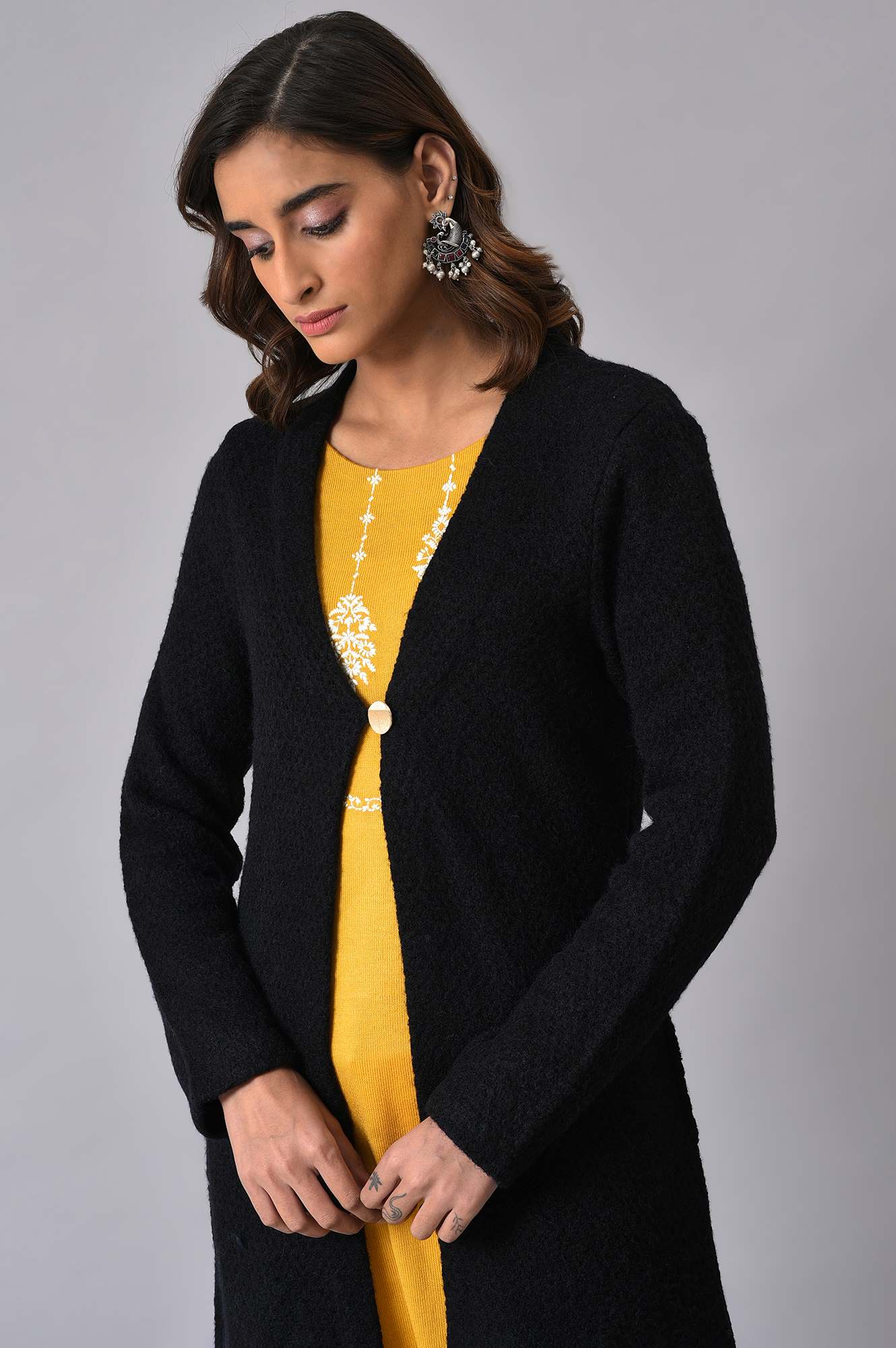 Black Winter Women Cardigan