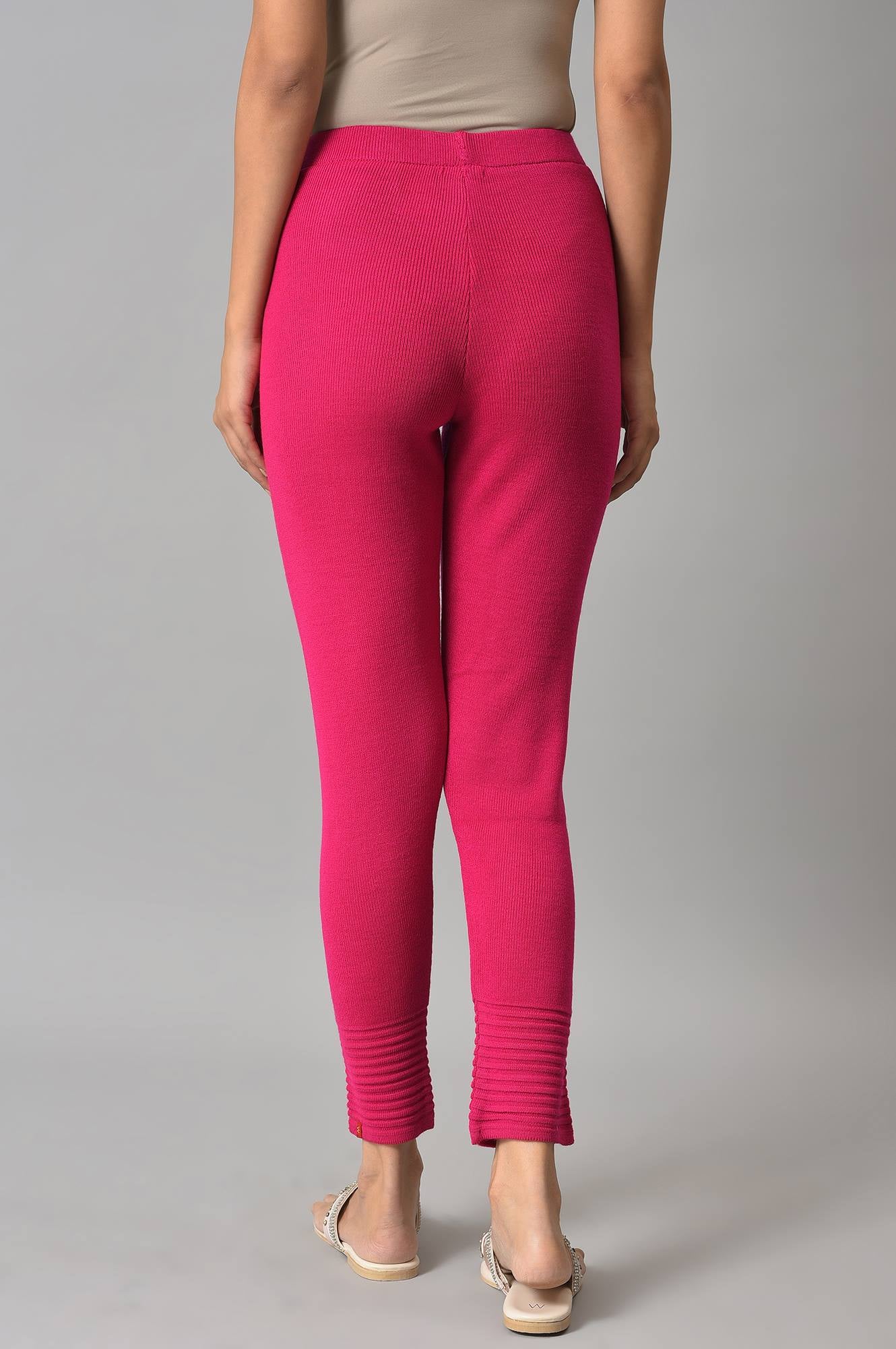 Buy Pink Acrylic Winter Leggings Online for Woman WforWoman