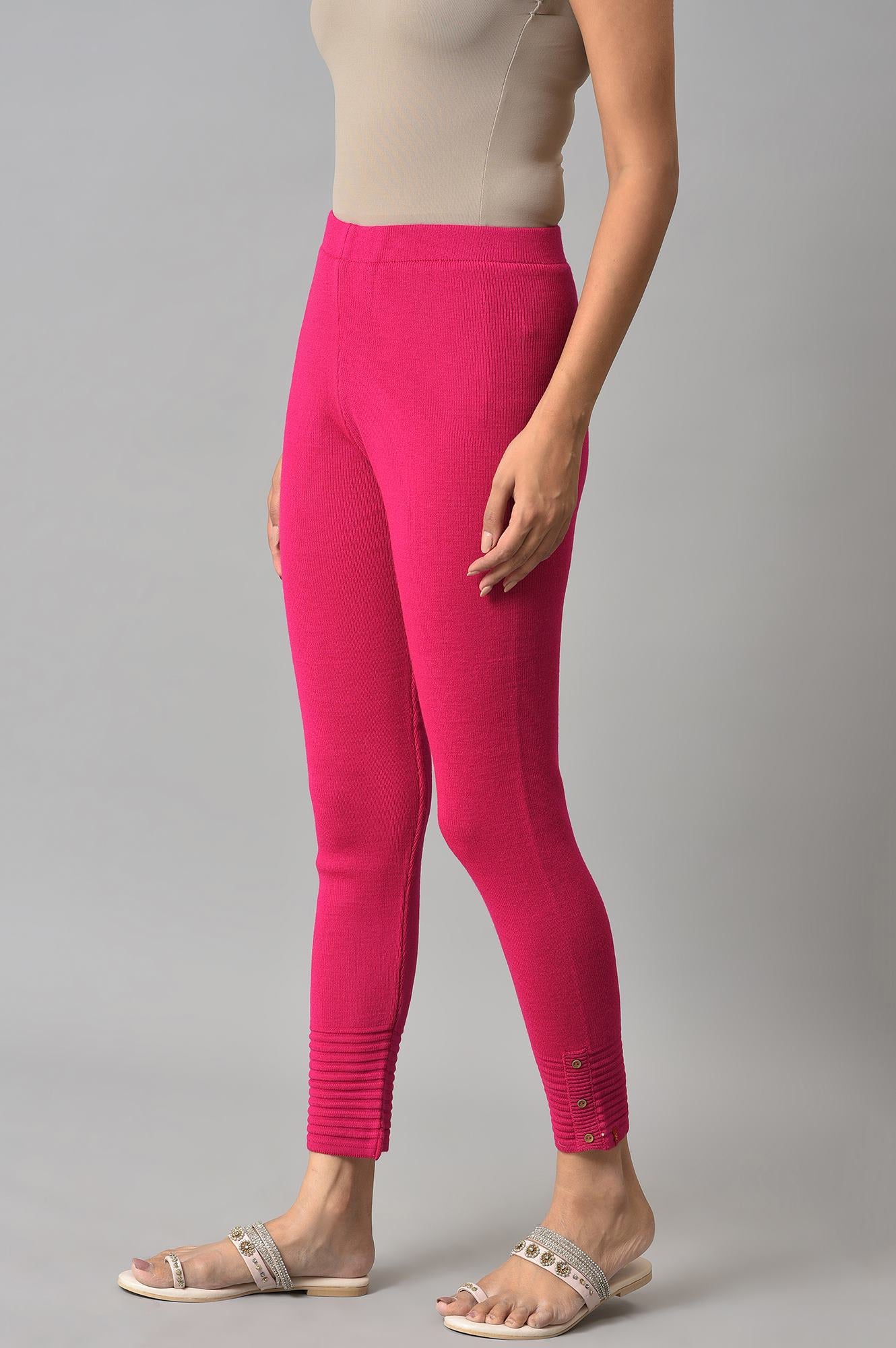 Pink Acrylic Winter Leggings S
