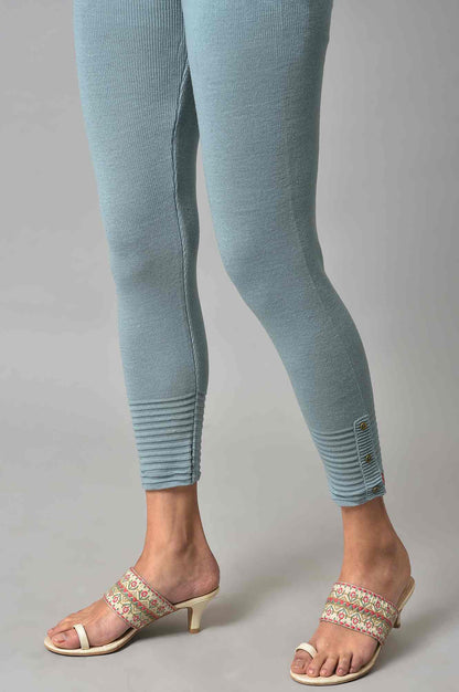 Light Blue Acrylic Winter Leggings