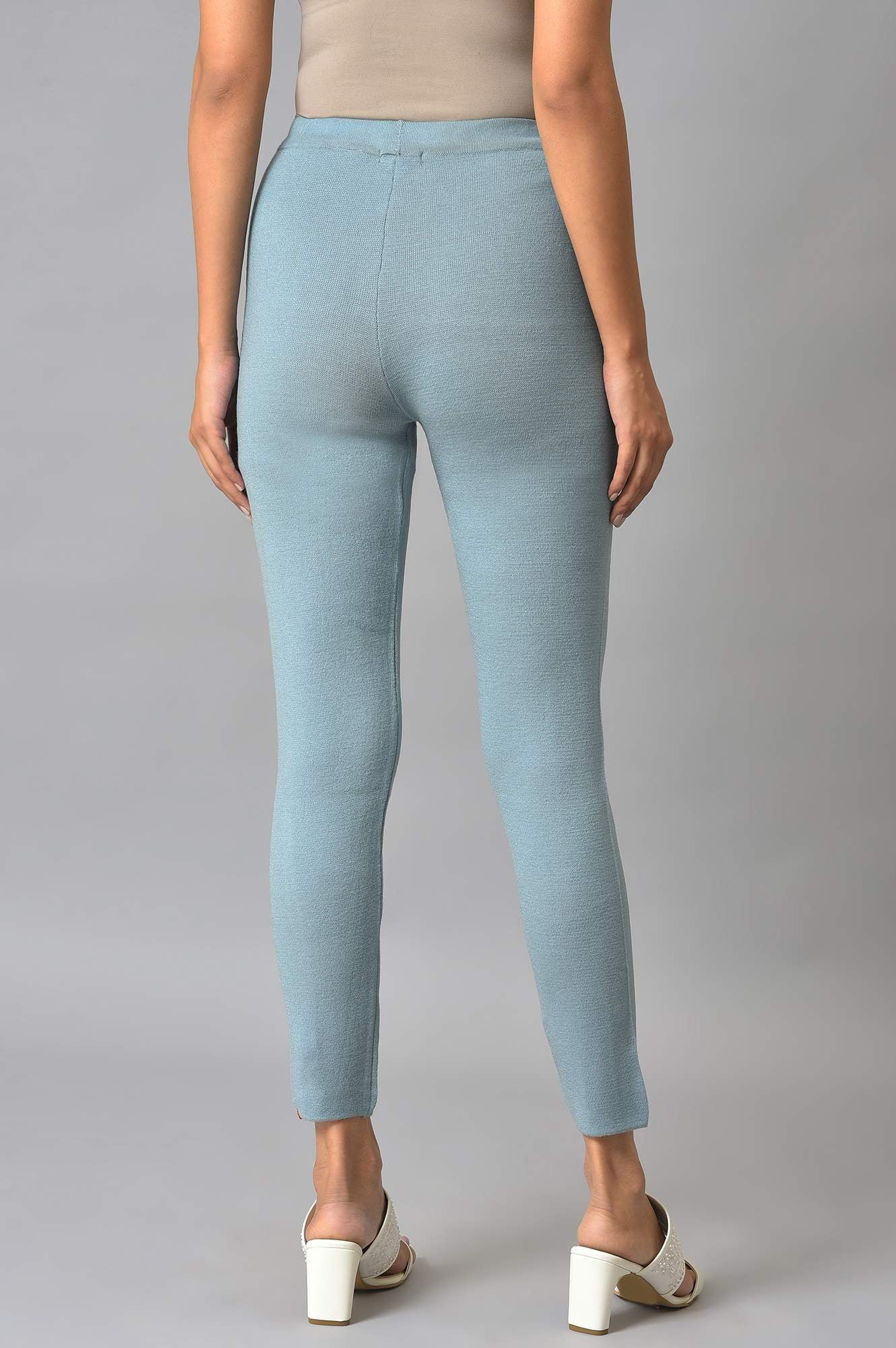 Light Blue Knitted Winter Tights