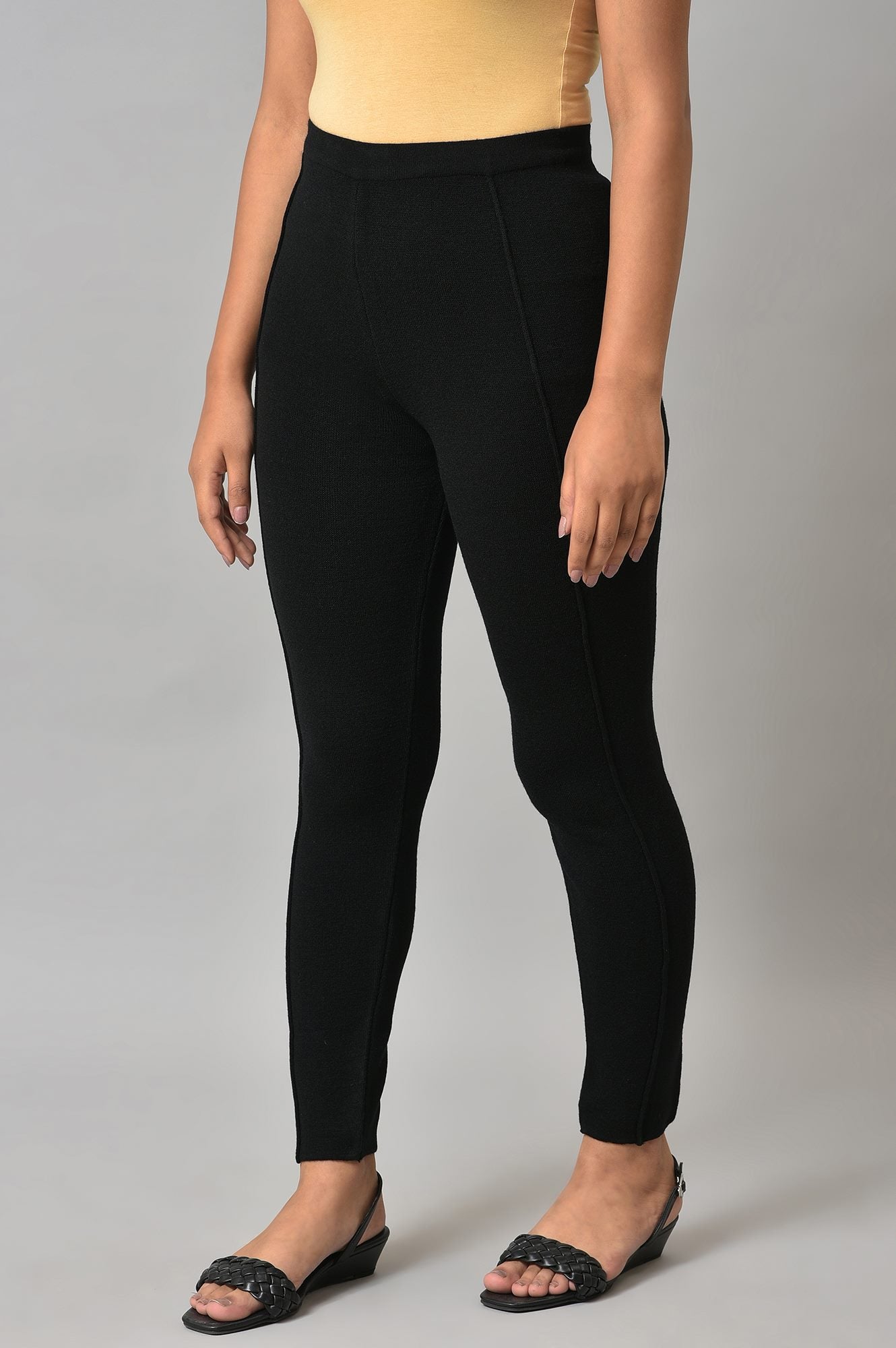 Jet Black Solid Winter Tights