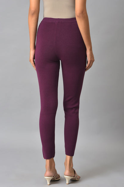 Purple Knitted Winter Tights