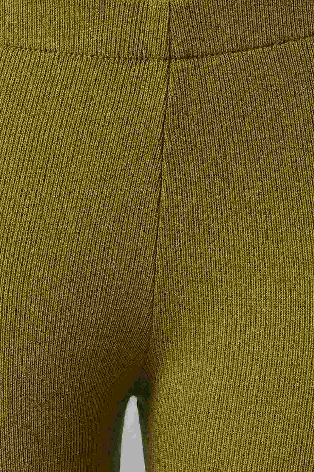 Olive Knitted Winter Leggings With Pintucks