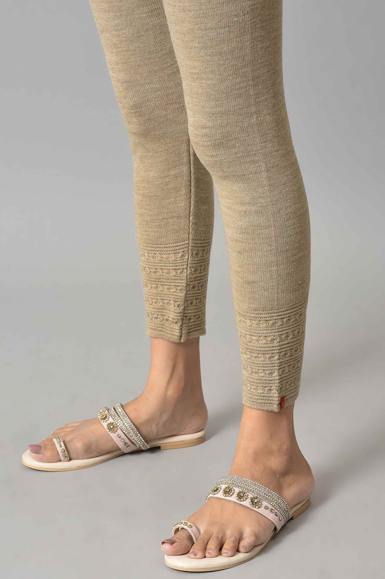 Natural Melange Knitted Winter Tights