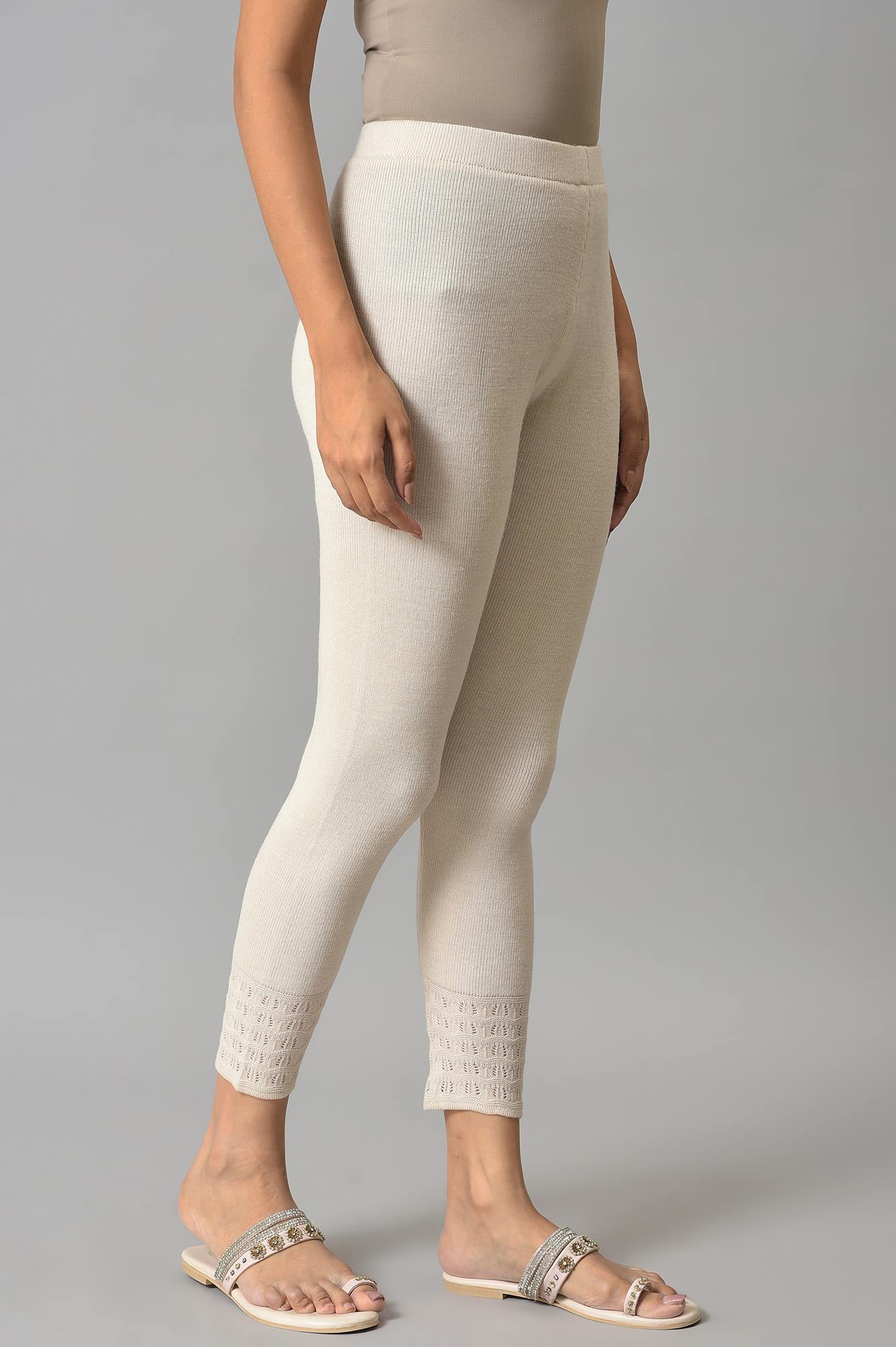 Ecru Acrylic Winter Leggings