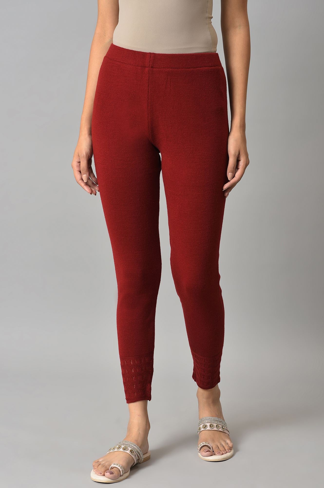 Red Winter Knitted Leggings