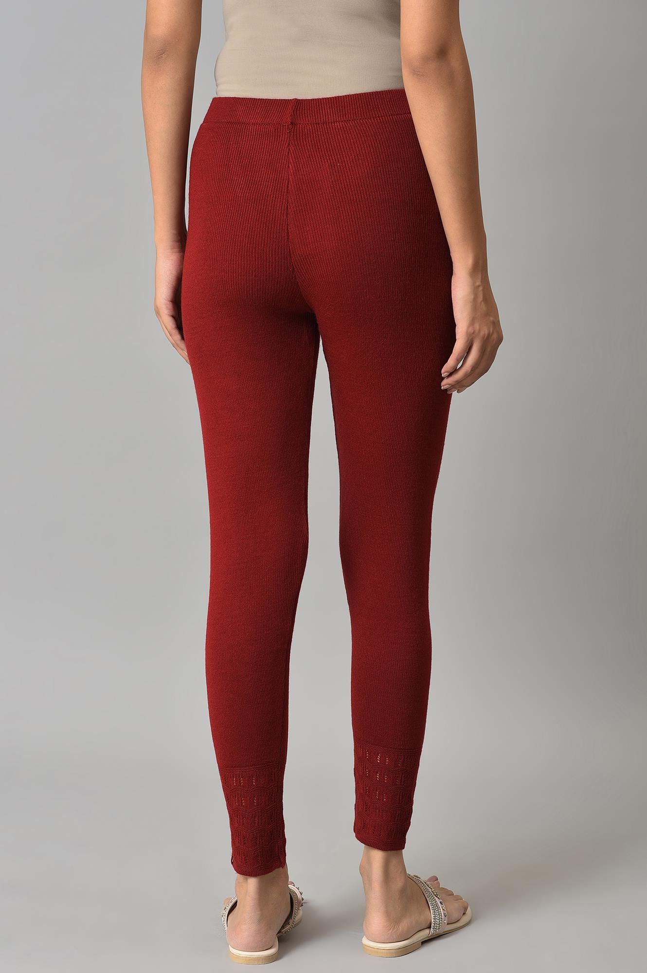 Red Winter Knitted Leggings