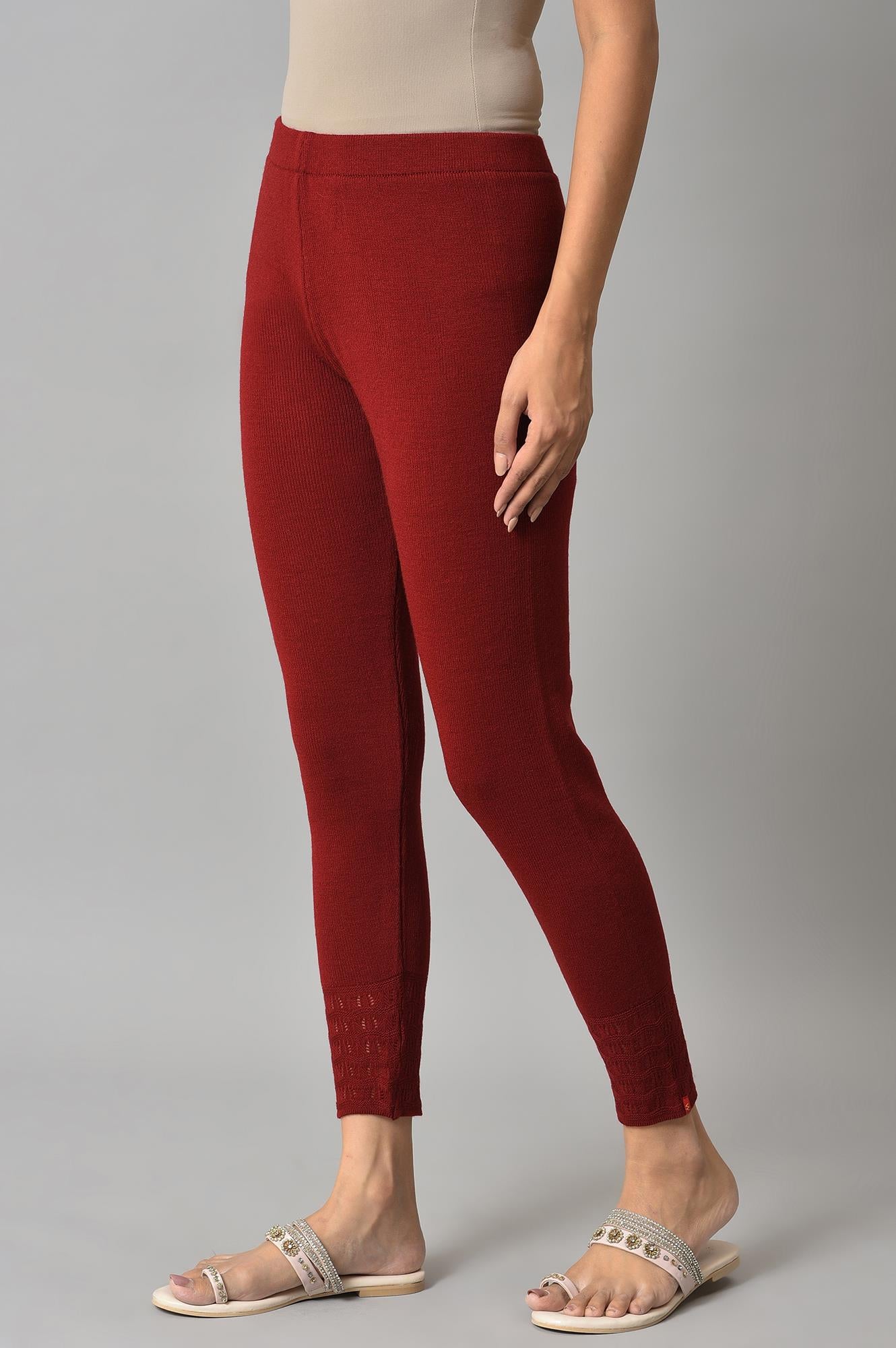 Red Winter Knitted Leggings