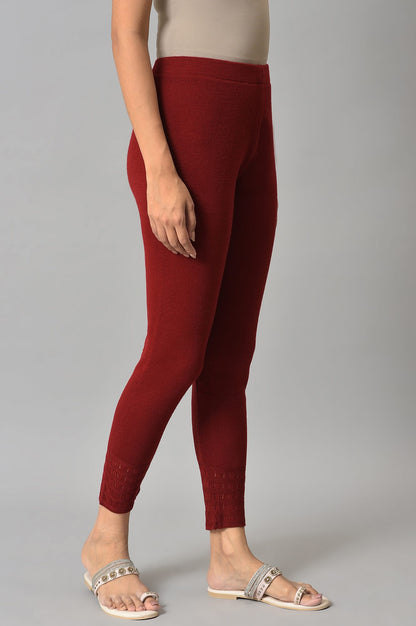 Red Winter Knitted Leggings