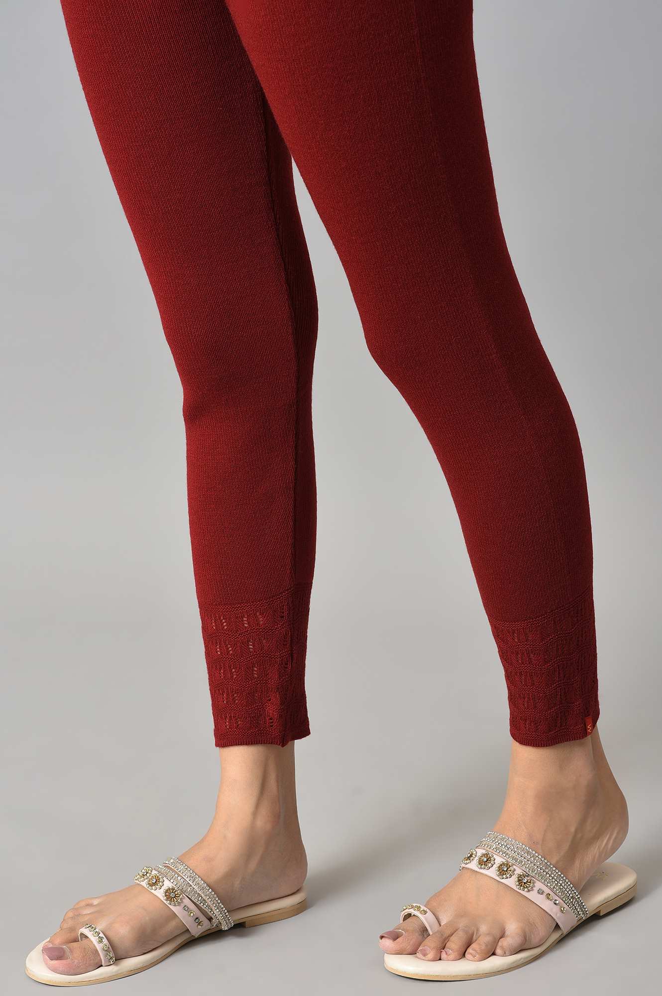 Red Winter Knitted Leggings