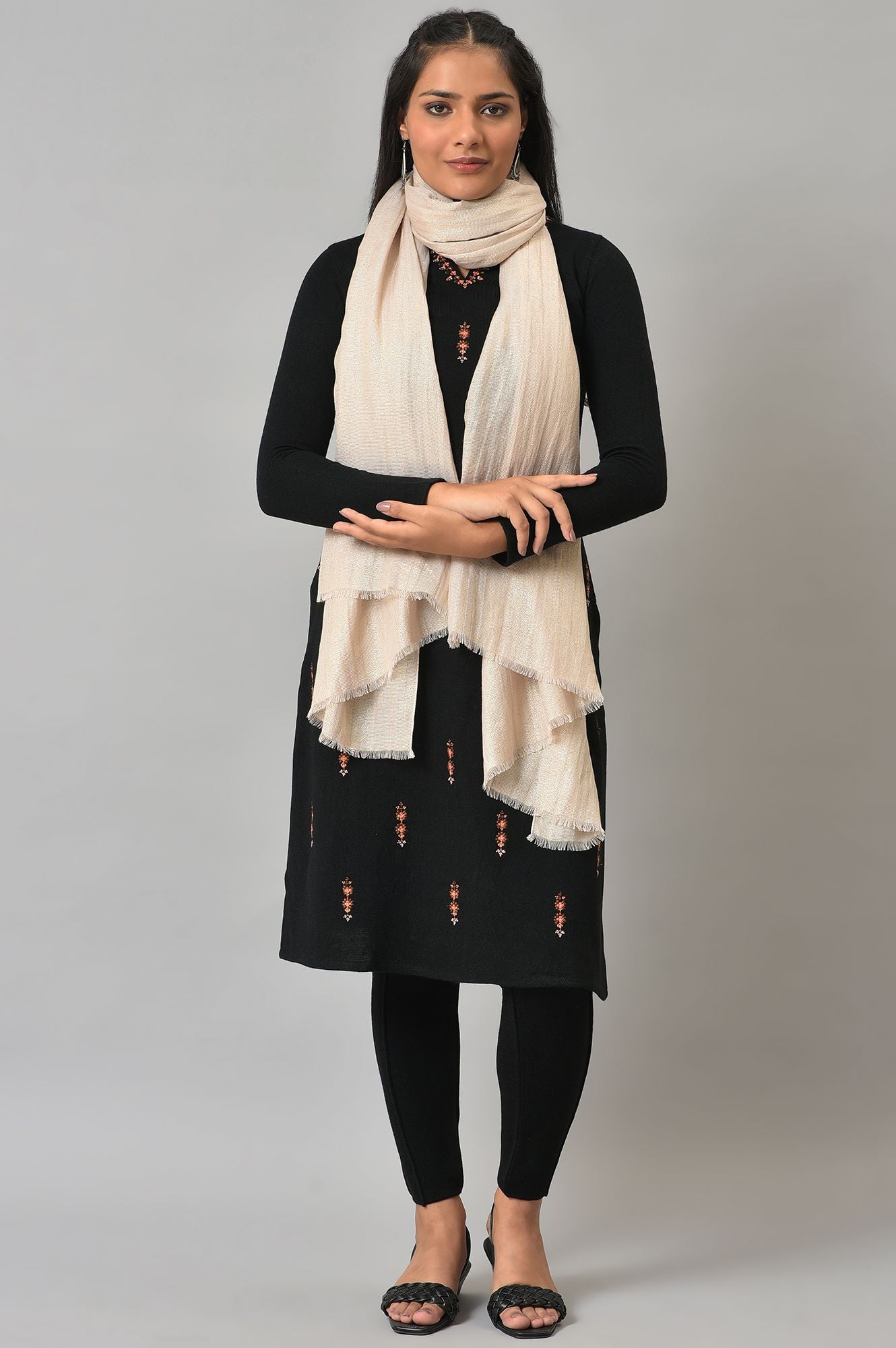 Gold Lurex Women Winter Shawl