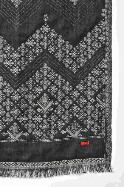 Black Geometric Printed Woollen Shawl