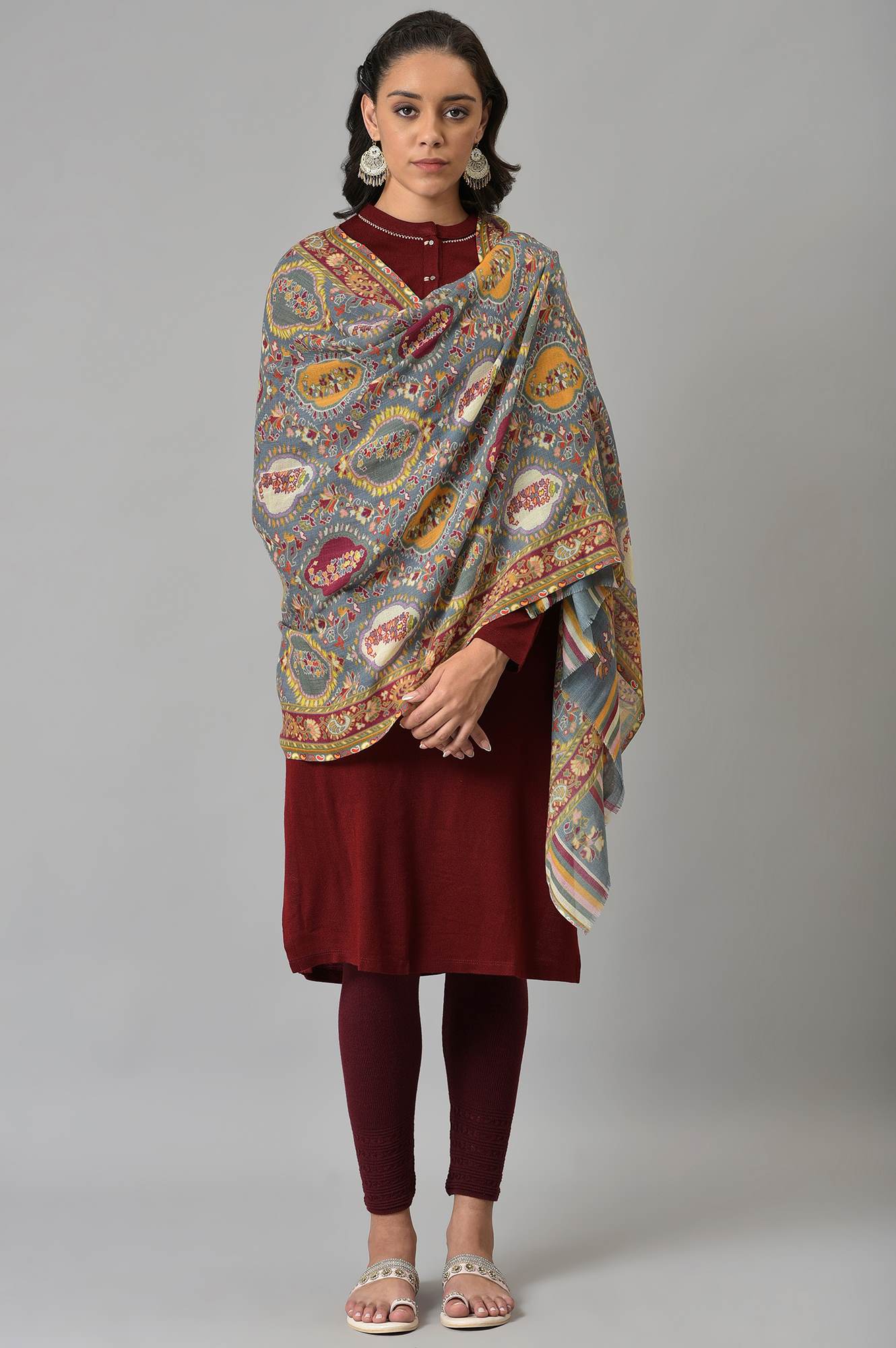 Bright Multicoloured Paisley Printed Shawl