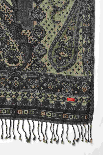 Black And Brown Paisley Printed Shawl