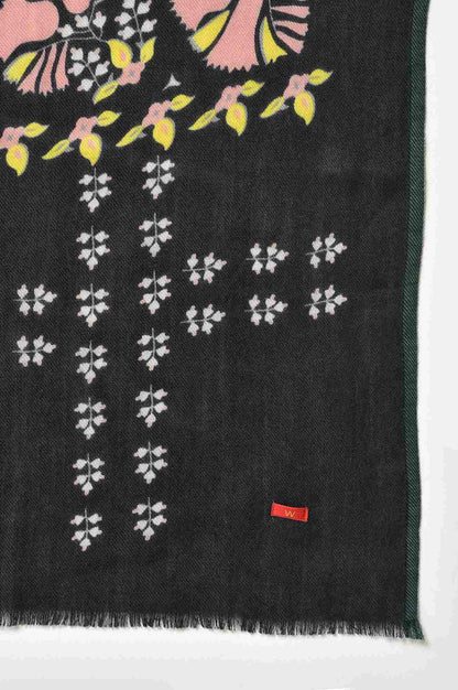 Black Floral Printed Shawl