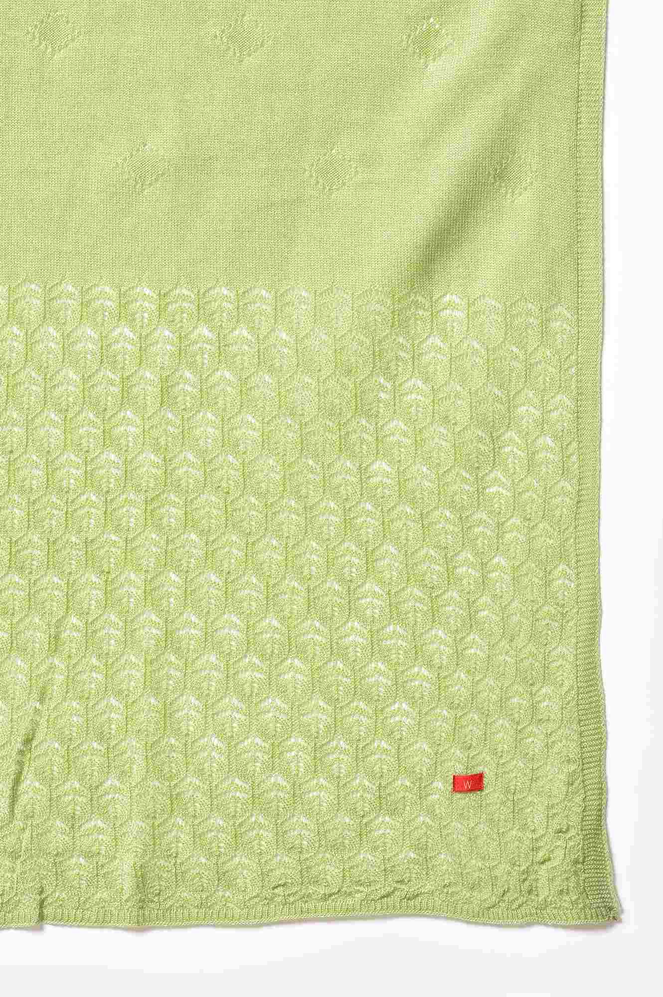 Light Green Pointel Knitted Shawl