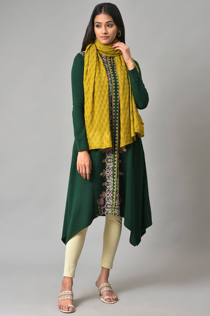 Green Stripe Design Knitted Shawl