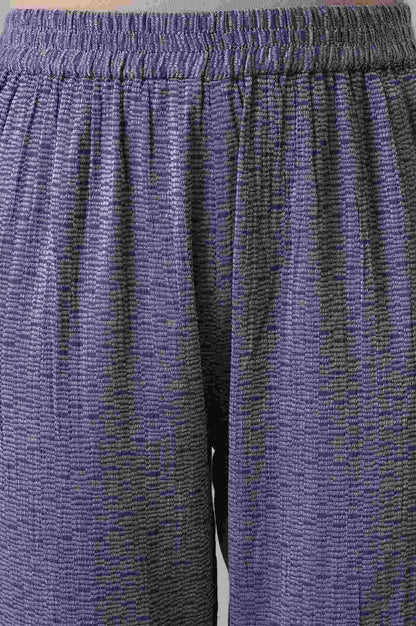 Purple Yarn-Dyed Crepe Jacquard Winter kurta - wforwoman