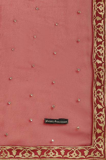 Maroon Mircro Velvet Embellished Kurta, Pants And Dupatta Set