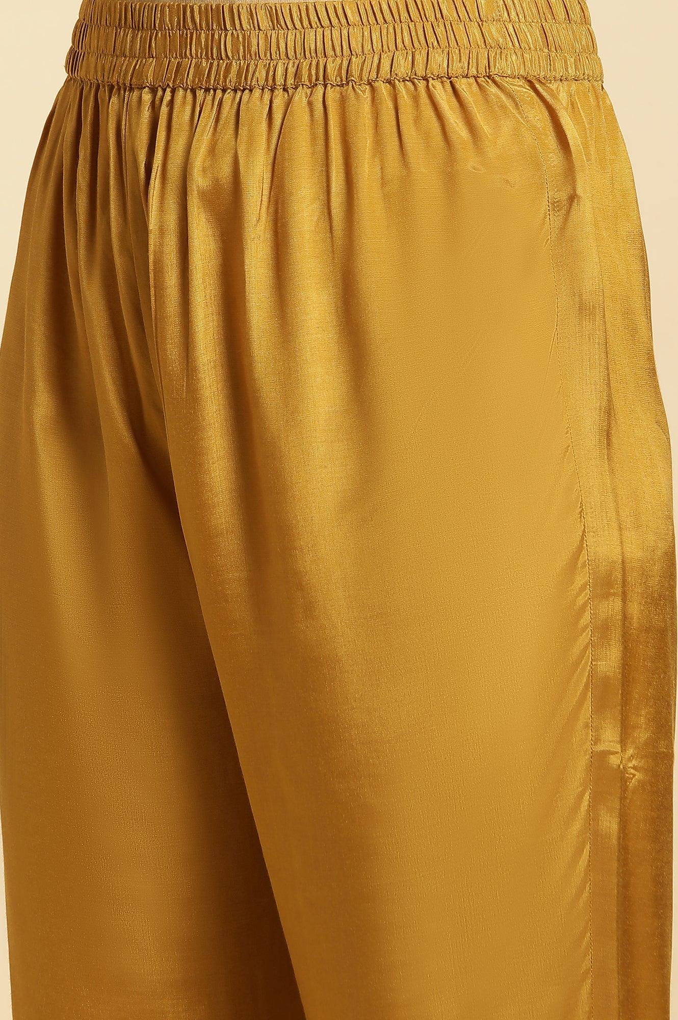 Yellow Embroidered Kurta, Pants And Dupatta Set - wforwoman