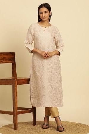 Creame Rayon Dobby Embellished Festive Kurta - wforwoman