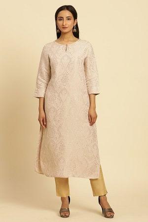 Creame Rayon Dobby Embellished Festive Kurta - wforwoman