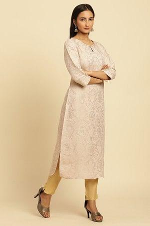 Creame Rayon Dobby Embellished Festive Kurta - wforwoman