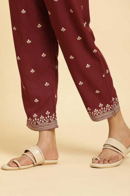 Maroon Printed Kurta, Pants And Dupatta Set - wforwoman