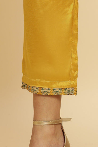 Mustard Yellow Glitter Printed Kurta Set - wforwoman
