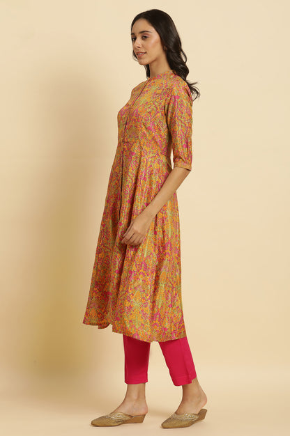 Multi-Coloured Floral Printed Kurta And Pants Set